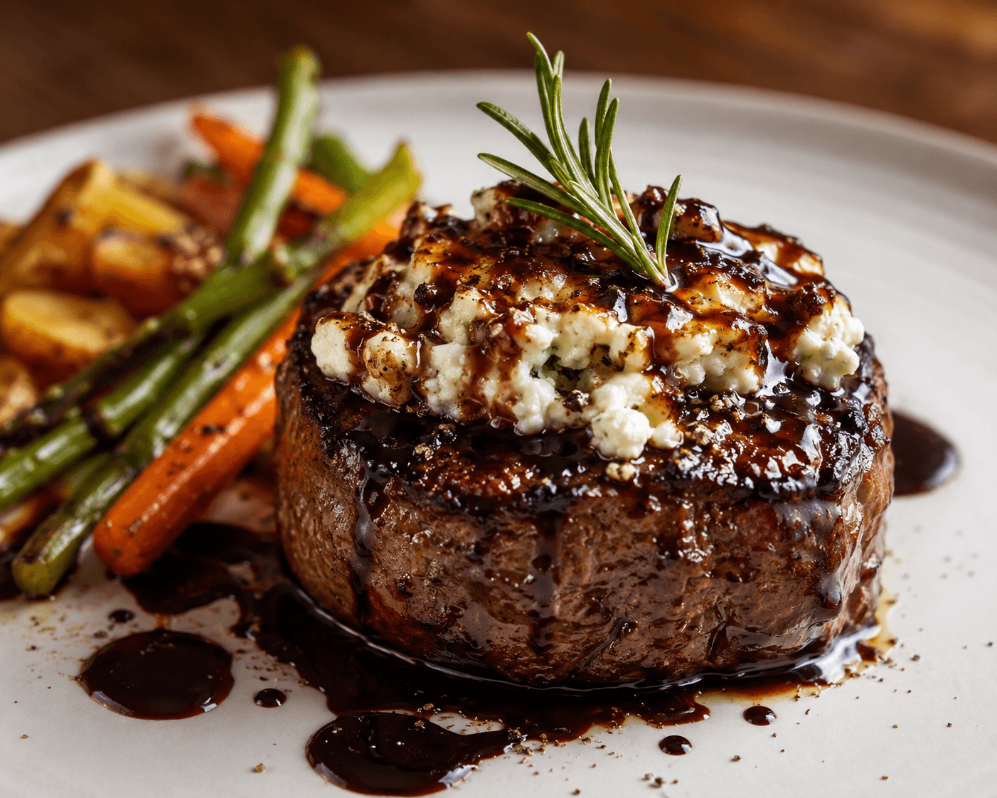 Filet Mignon with Goat Cheese and Balsamic Glaze