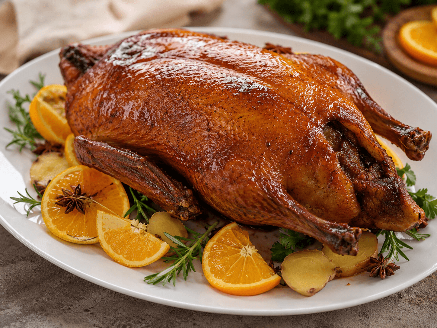 Spiced Orange and Ginger Roast Duck